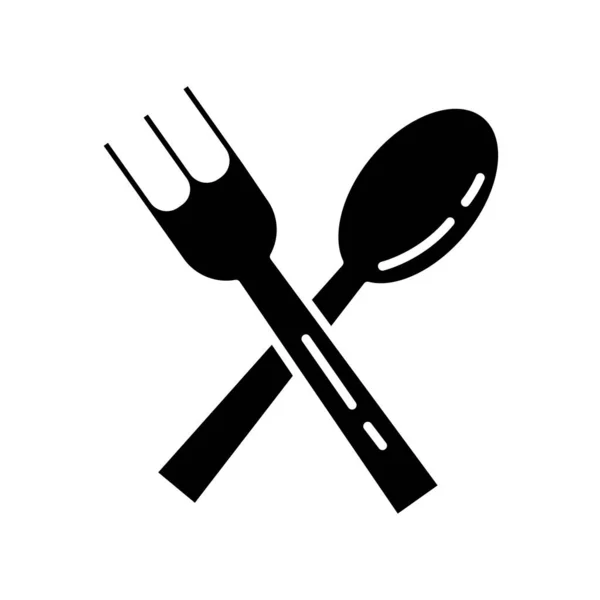 Tenedor y cuchara cruzada silueta icono de estilo — Vector de stock