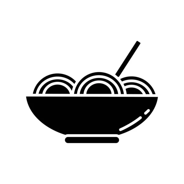 Perkakas piring dengan ikon gaya siluet spageti - Stok Vektor