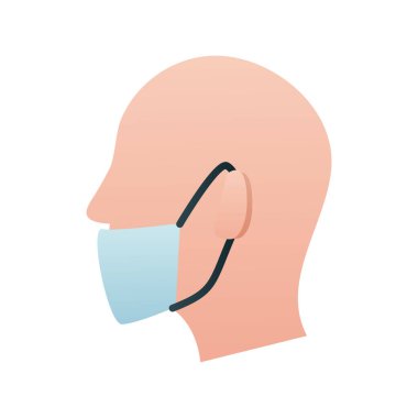 tıbbi maske takan profil insan aksesuar çizgisi biçimi simgesi
