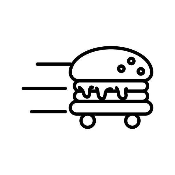 Hamburger with wheels delivery food line style icon — Stock Vector