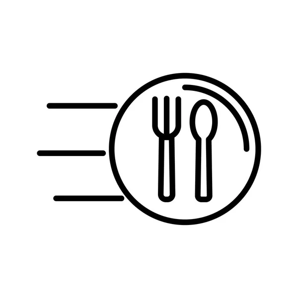 Fork and knife speed delivery food line style icon — Stock Vector