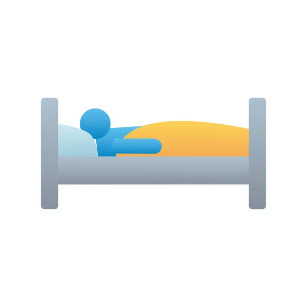 Άτομο που κοιμάται στο κρεβάτι απομονωμένο εικονίδιο — Διανυσματικό Αρχείο