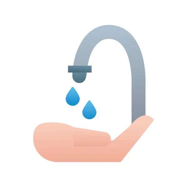 Lavaggio a mano con icona in stile rubinetto — Vettoriale Stock
