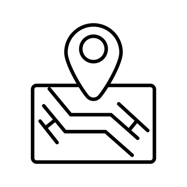 Papieren kaart met pin locatie lijn stijl pictogram — Stockvector