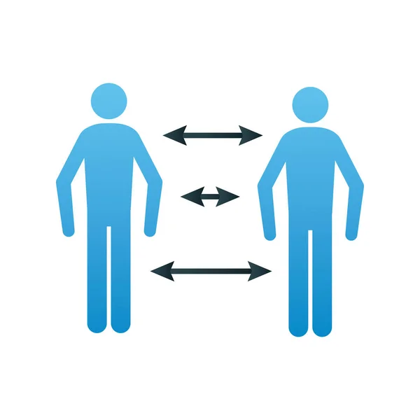 Prevención de distancia social covid19 icono — Archivo Imágenes Vectoriales