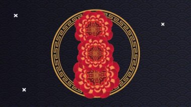 Mutlu Çin Yeni Yılı Altın çerçeveli çiçek süslemesi