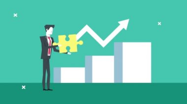 Yapboz parçası ve istatistiklerle zarif iş adamı