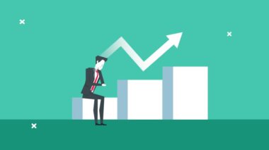 İstatistik karakterinde oturan zarif iş adamı