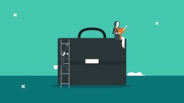 Portföyünde kupa bulunan zarif bir iş kadını.