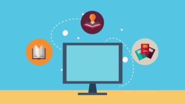 e-kitapları ve resim oluşturma simgeleriyle masaüstü