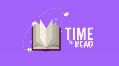 Açık kitap öğrenme animasyonuyla harfleri okuma zamanı