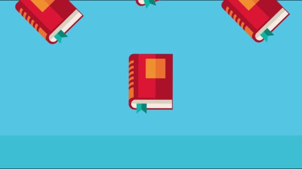 Libros de texto animación patrón biblioteca — Vídeo de stock