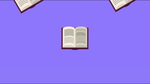 Ανοιχτό κείμενο βιβλία βιβλιοθήκη μοτίβο animation — Αρχείο Βίντεο