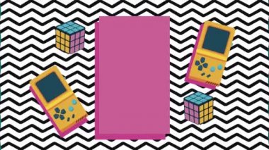 rubik küpler ve video oyunları Memphis eski tarz arkaplan