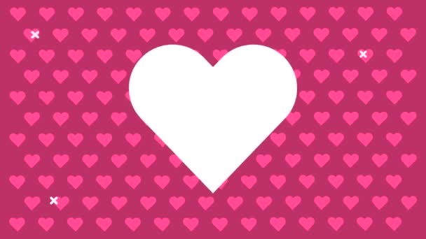 Щаслива денна листівка валентинки з білим серцем у візерунку серця — стокове відео