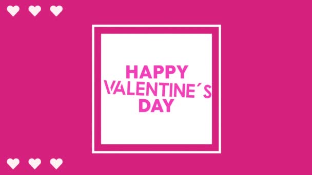 С Днем Святого Валентина буквы в карточной квадратной рамке с сердцами — стоковое видео