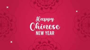 Mutlu Çin Yeni Yılı harfleri Çiçek çerçevesi kırmızısı