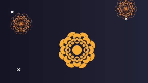 Fericit chinez carte de Anul Nou cu model de flori aurii — Videoclip de stoc
