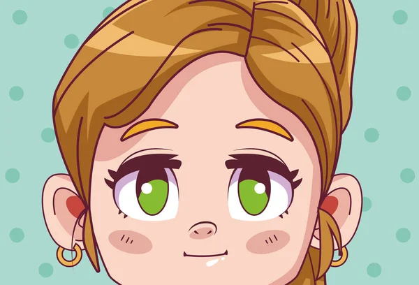 Roztomilý malý blond dívka komiks manga charakter — Stockový vektor