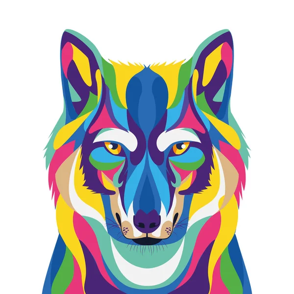 Loup vie sauvage icône technicolor — Image vectorielle