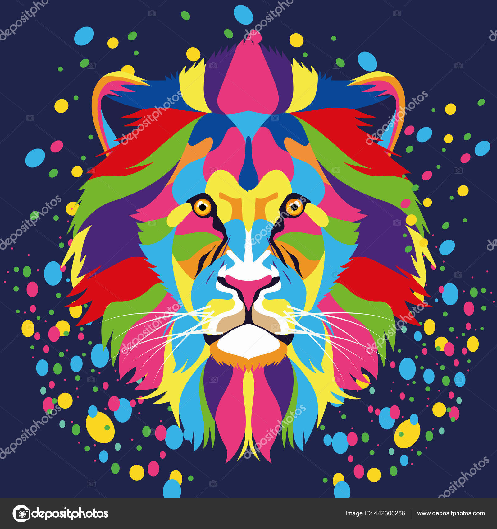 Lion wild life technicolor in blue color background Stock Vector Image by ©jemastock #442306256 Lion wild life technicolor in blue color background Stock Vector Image by ©jemastock #442306256