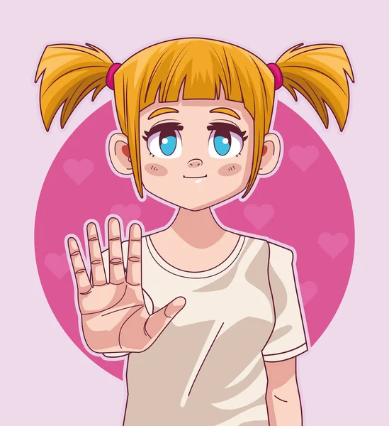 Cute little girl komiks manga charakter — Wektor stockowy