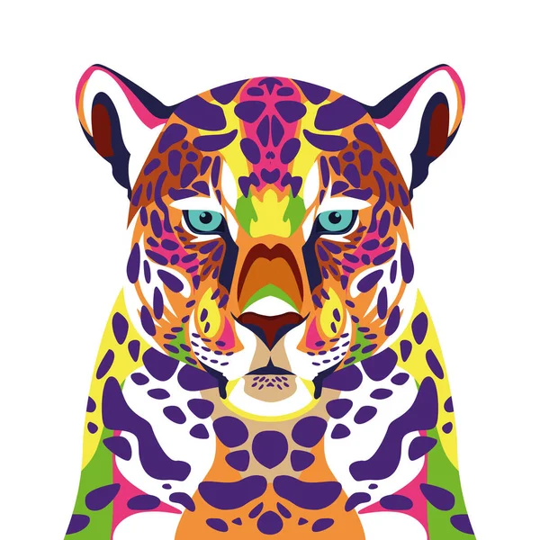 Léopard sauvage vie icône technicolore — Image vectorielle
