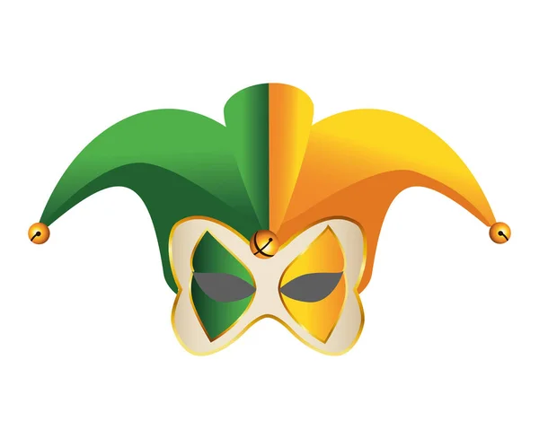 Nar hoed en masker Mardi gras accessoire — Stockvector