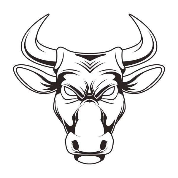 Animal toro salvaje cabeza carácter icono — Vector de stock