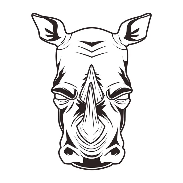 Noshörning djur vilt huvud karaktär ikon — Stock vektor