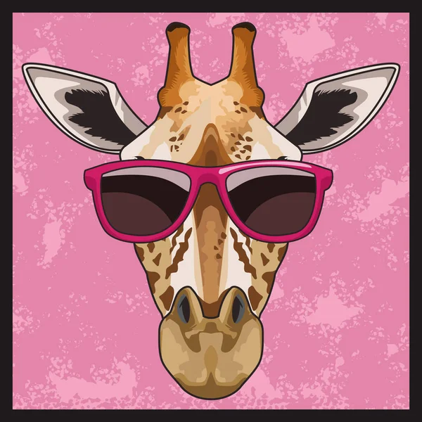 Жираф животное дикая голова персонаж в солнечных очках — стоковый вектор