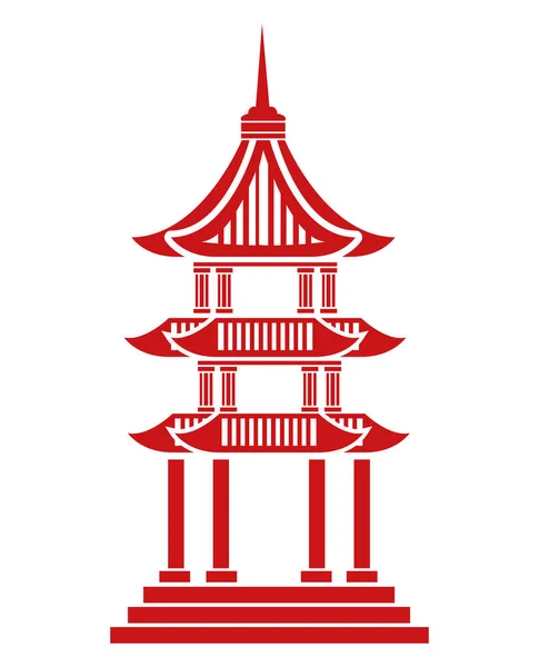Chinees rood kasteel gebouw icoon — Stockvector