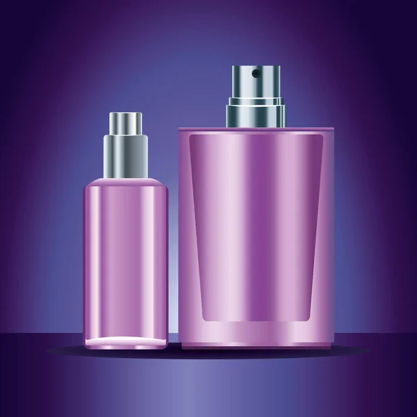 Dwie fioletowe ikony produktów do pielęgnacji skóry — Wektor stockowy