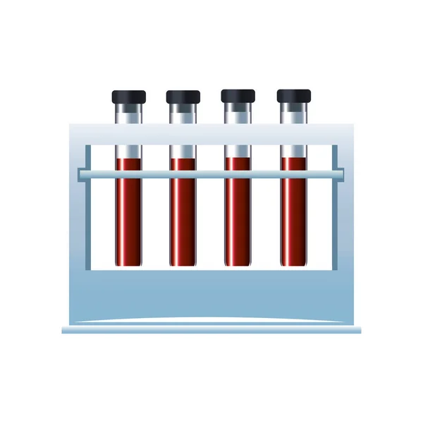 Set di provette con icone del sangue — Vettoriale Stock