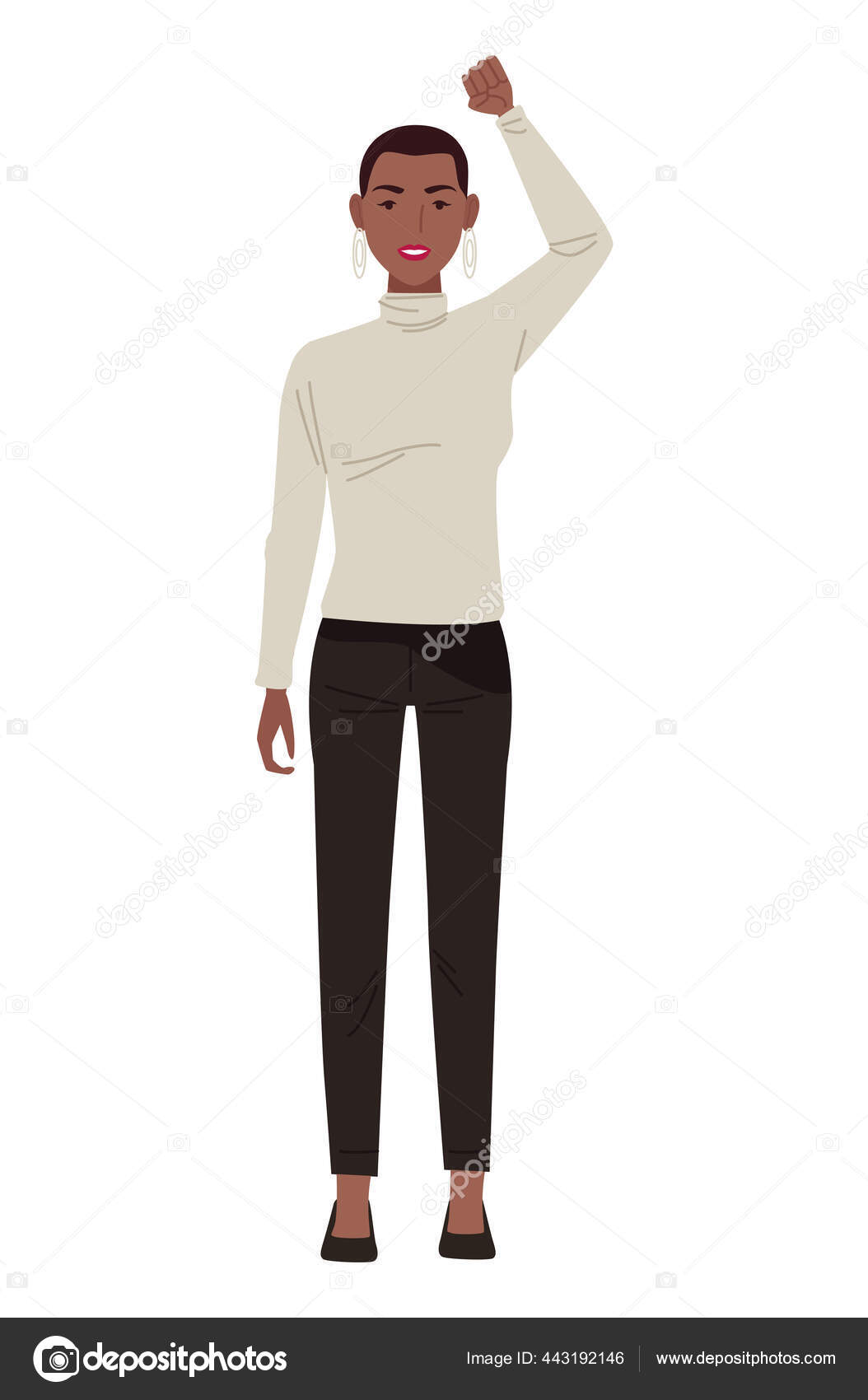 Afro Wanita Cantik Dengan Karakter Rambut Pendek Stok Vektor