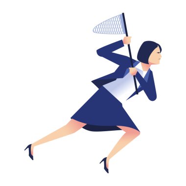 Ağ ile çalışan zarif bir iş kadını.