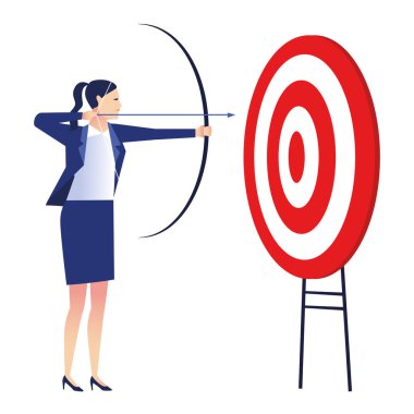 Hedef ve oku olan zarif bir iş kadını.