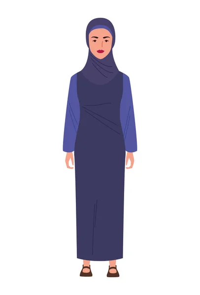 美しいイスラム教徒の女性のアバターキャラクターアイコン — ストックベクタ