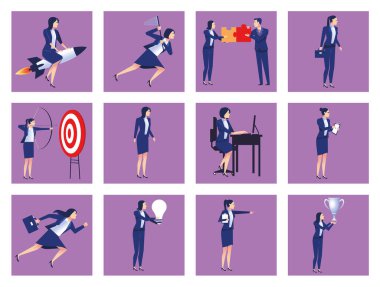 13 zarif iş adamından oluşan deste işçiler karakterleri avatarlar