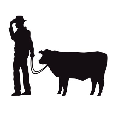 İnek hayvan silueti olan kovboy.