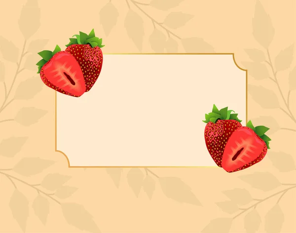 Fresh strawberries fruits in square frame — Stock Vector