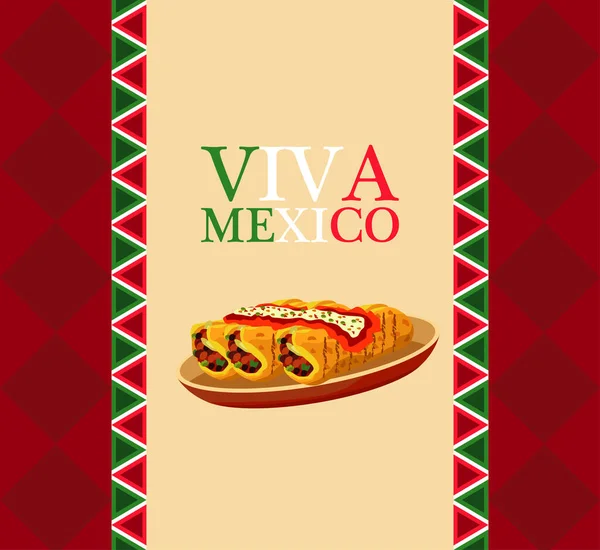 Cartel del restaurante de comida mexicana con letras y burritos — Vector de stock