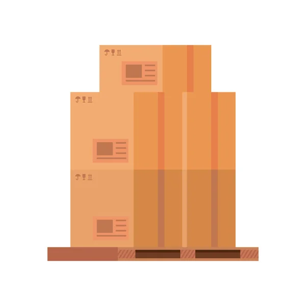 Коробки упаковки поштові послуги ізольовані стиль — стоковий вектор
