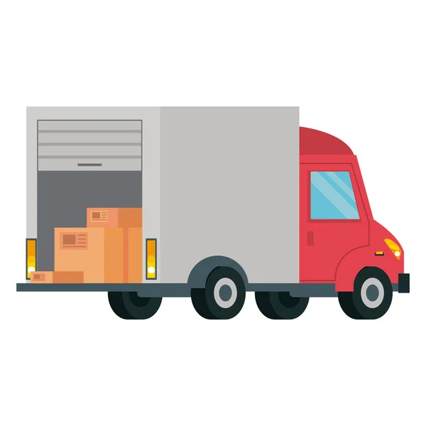 Vrachtwagen levering service geïsoleerde stijl pictogram — Stockvector
