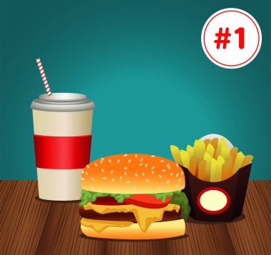 Fast food menü şablonu ve bir numaralı karışık yemek.