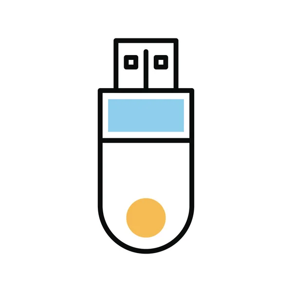 Usb línea de memoria y el icono de estilo de relleno — Vector de stock