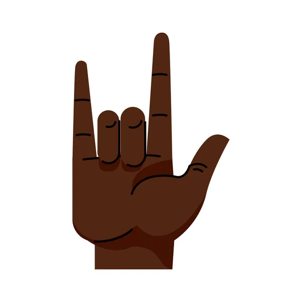 Afro hand human rock and roll symbol gesture icon — Stock Vector