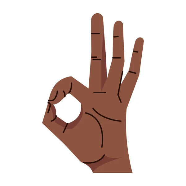 Afro hand human aproved symbol gesture icon — Stock Vector