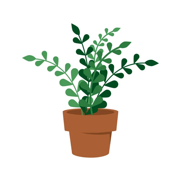 Planta casera en decoración de maceta de cerámica marrón — Vector de stock