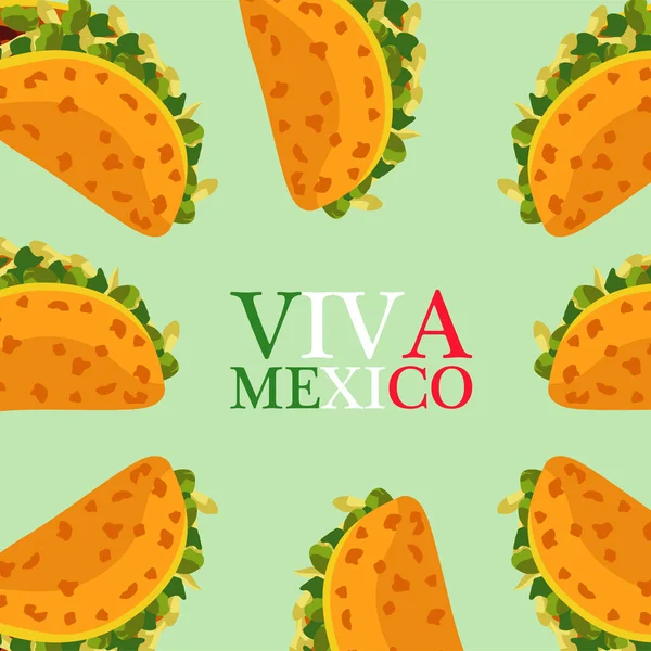 Afiche de restaurante de comida mexicana con tacos alrededor de letras — Vector de stock